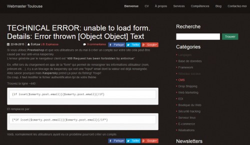 Kaspersky pense parfois que le formulaire de Prestashop est une fraude au fishing.