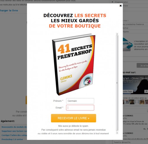 Juste en passant, notez que c'est une bonne idée de proposer un livre sur un domaine dans lequel vous êtes expert. Cela vous permet d'obtenir des mails clients, afin d'augmenter votre réseau clientèle.