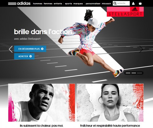 Même Adidas propose un slider à l'accueil de son site pour inciter à l'achat... mais qui a dit que c'était la règle absolue à suivre ?