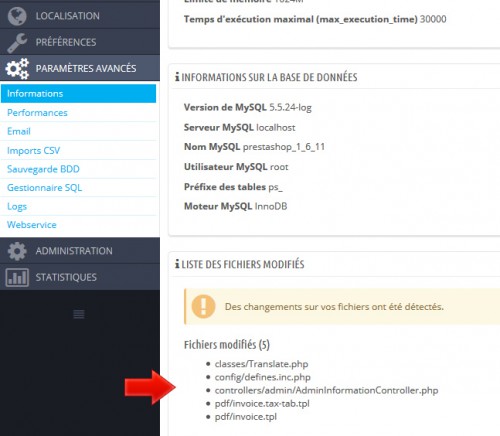 Tout à l'heure j'ai modifié un fichier lié à l'administration... celui-ci est remonté dans la liste... Le defines.inc.php a été modifié par le module d'arrondi à 5ct... Dans les TPL de PDF j'avais aussi fait quelques variantes...