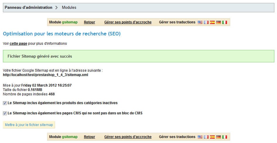 générer le sitemap de votre boutique prestashop