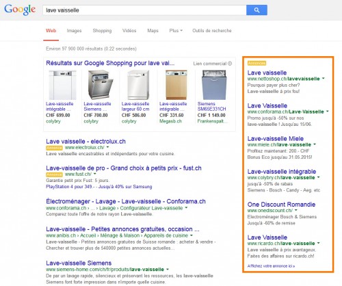 Exemple de campagne Google Adwords