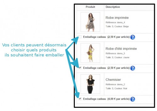 Ce qui est bien c'est que vous pouvez faire varier le prix de l'emballage en fonction du produit... très pratique lorsque vous avez des article volumineux, pour éviter d'être perdant dans l'affaire.