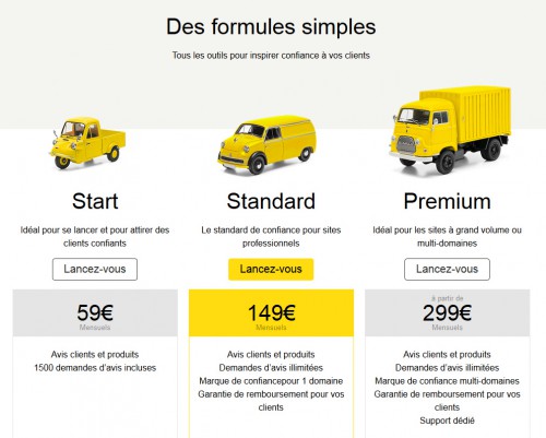 Avant le pack à 59 EUR était gratuit, mais ce n'est certainement pas un hasard, ils ont dû s'aligner sur les prix de la concurrence comme par exemple sur l'offre de base proposée par Avis Vérifiés.