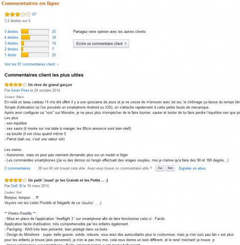 Dans la plupart des cas, il est intéressant de faire sa recherche sur Amazon, car on est presque sûr d'avoir 1 ou 2 avis sur le produit qu'on cherche... Amazon c'est déjà pratique rien que pour s'informer sur la qualité d'un produit.