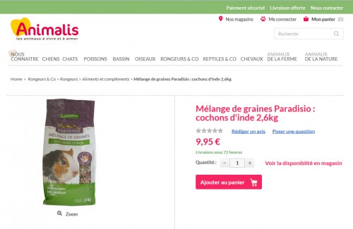 Du coup, on se retrouve avec de la nourriture pour hamster... sans avis (oh nooon...). Plus sérieusement, qui aurait l'inspiration pour noter un tel produit ? Dans ce cas autant désactiver la gestion des avis produits.