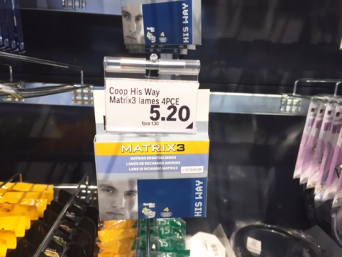 Finalement je suis passé à la Coop pour voir aussi les prix, le tarif est de 5.20 CHF pour le même produit (difficile de comparer la qualité).