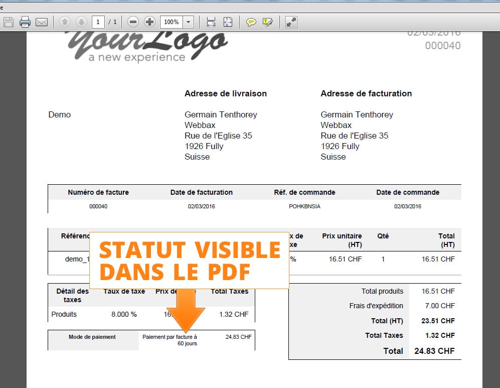 Nouveauté sur le module de paiement par facture Prestashop