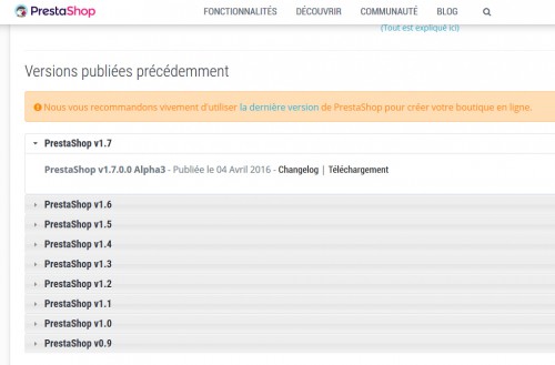 Une chose est sûre Prestashop ne chôme pas, les nouvelles versions s'enchainent très rapidement.