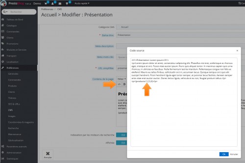 On ajoute notre code {products:1,2,3,4} dans le code HTML