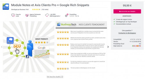 Ce module dispose d'une très bonne réputation pour les avis clients.