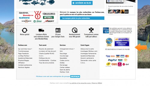 Avec tous ces logos et ces certifications, l'acheteur peut se sentir en confiance. Notez aussi plus bas le logo Décathlon, qui va mettre en confiance les clients français.