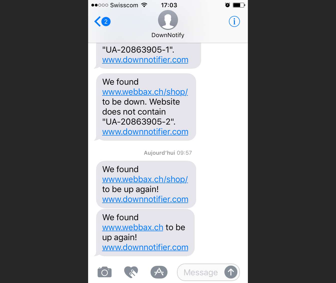 Je Ne Reçois Pas Code Confirmation Sms DownNotifier pour savoir si Prestashop a une erreur 500