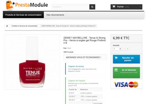 Avec un système d'abonnement, on peut vendre finalement n'importe quel article de manière mensuelle. Que ça soit du parfum, des boxes cadeaux, cosmétique, consommables etc... les possibilités sont infinies.