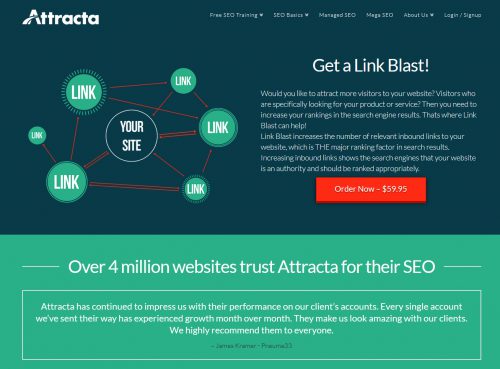 Faire du lien n'est pas sans risque même si le site d'Attracta pourrait inspirer confiance. Un site qui date de 2016 et qui vend du lien, ça veut tout dire.