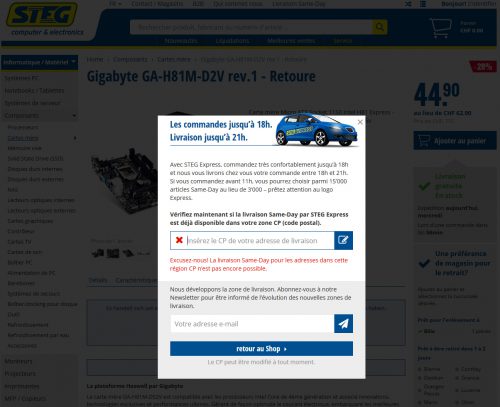 Se faire livrer à Fully, Martigny ou Lausanne, ce n'est pas possible... Ah alors où peut-on se faire livrer en express ?
