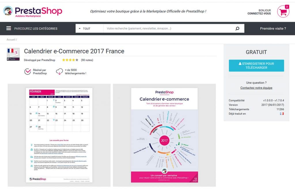 Calendrier e-commerce
