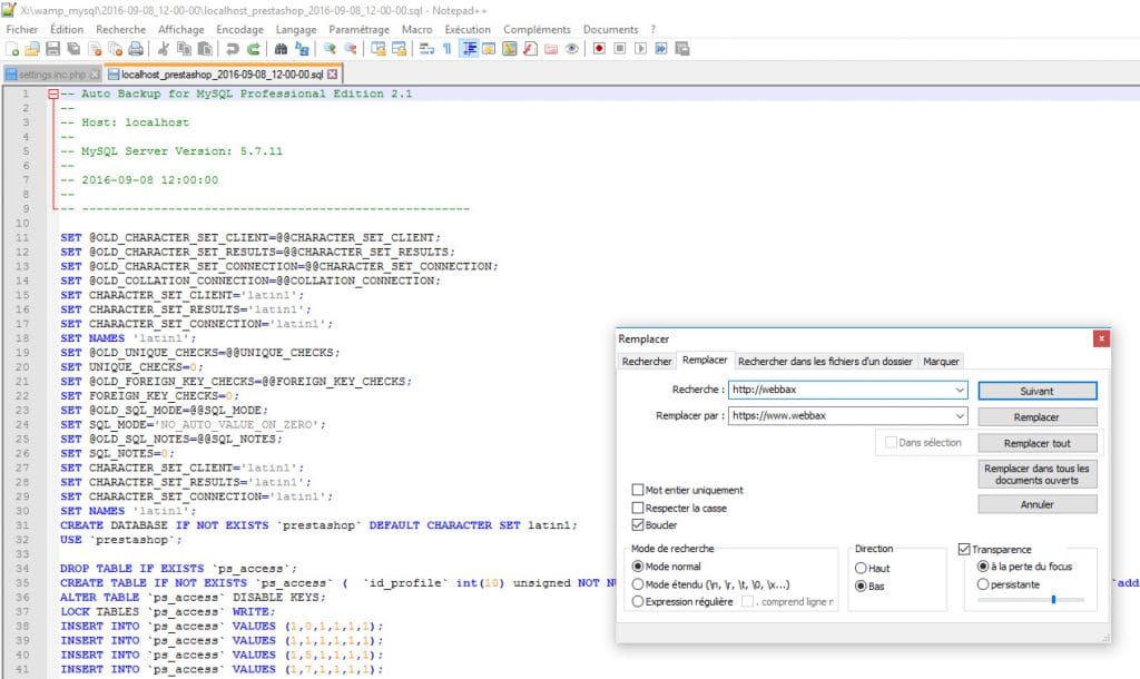 Notepad remplacement massif