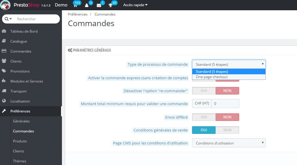 Type de processus de commande