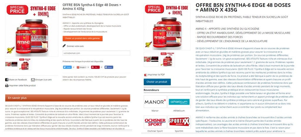 Comparaison produits
