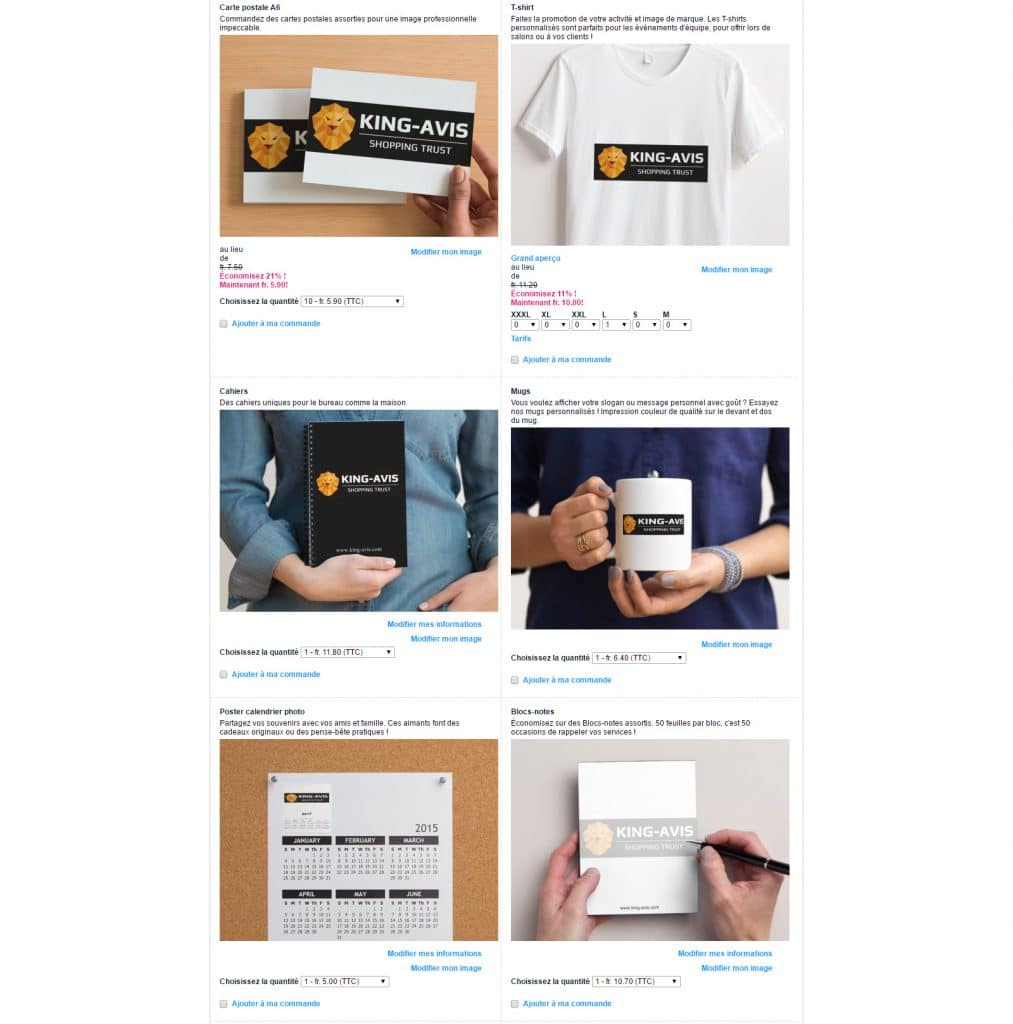 Vistaprint produits dérivés