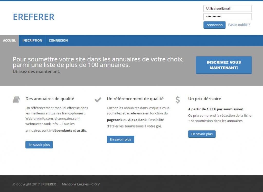 Site de soumission d'annuaire
