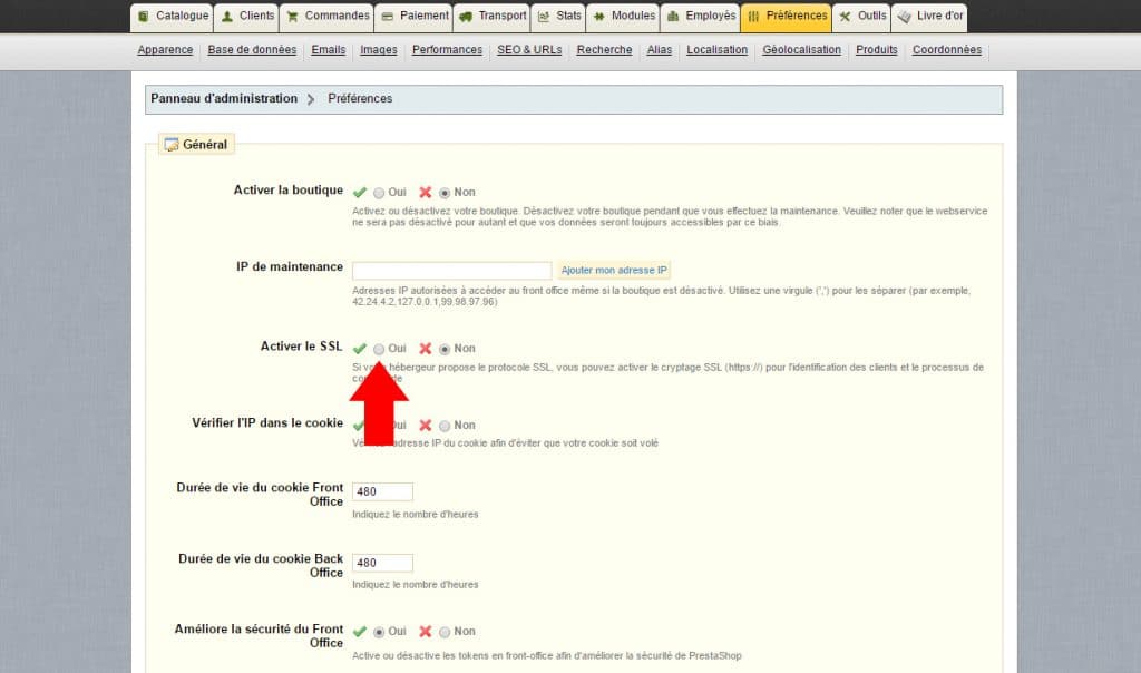 SSL Prestashop 1.4