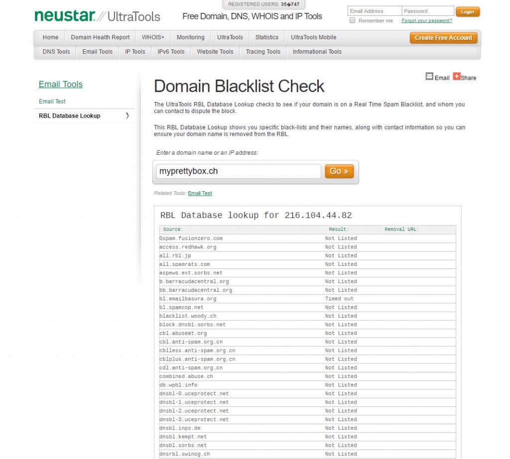 Domaine blacklisté