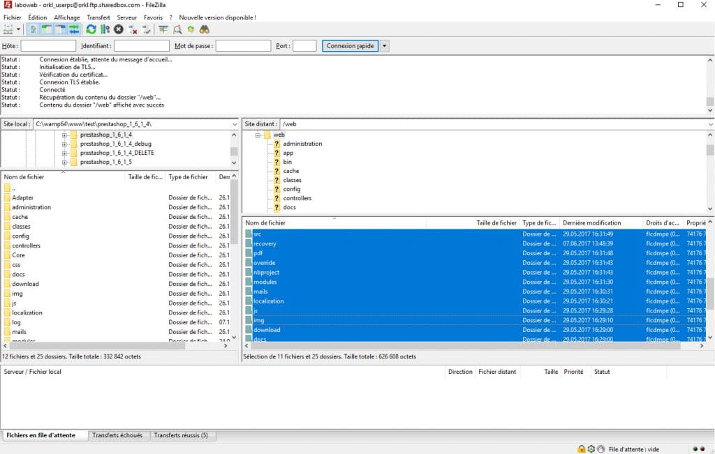 Transfert FileZilla