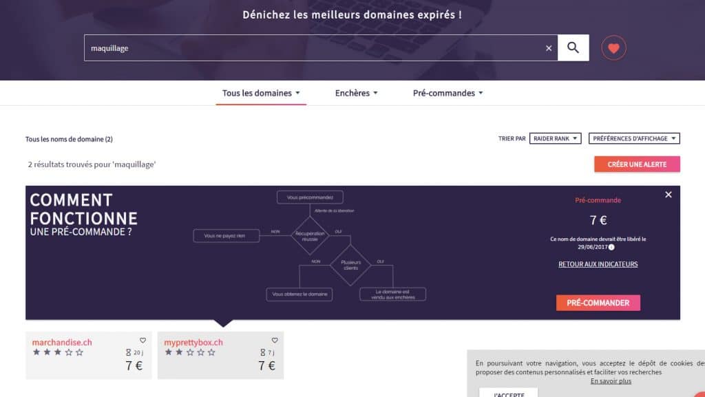 Achat domaine expiré