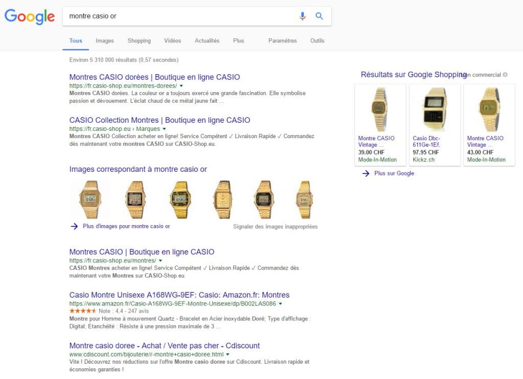 Montre Casio en OR