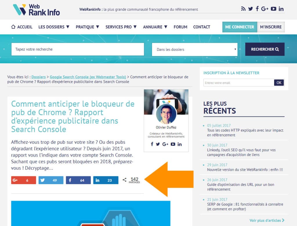 Compteur de partages social