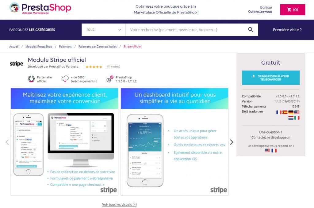Stripe pour Prestashop