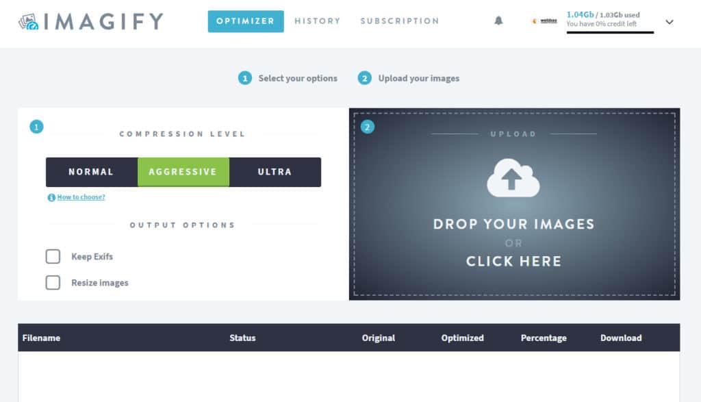 Imagify optimisation manuelle