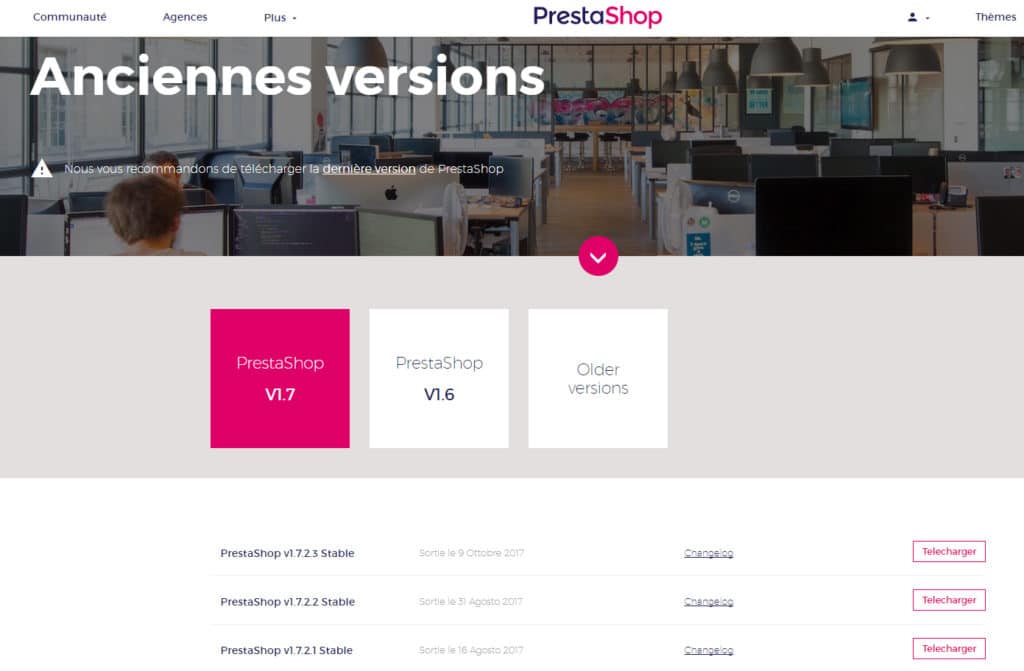 Anciennes versions de Prestashop