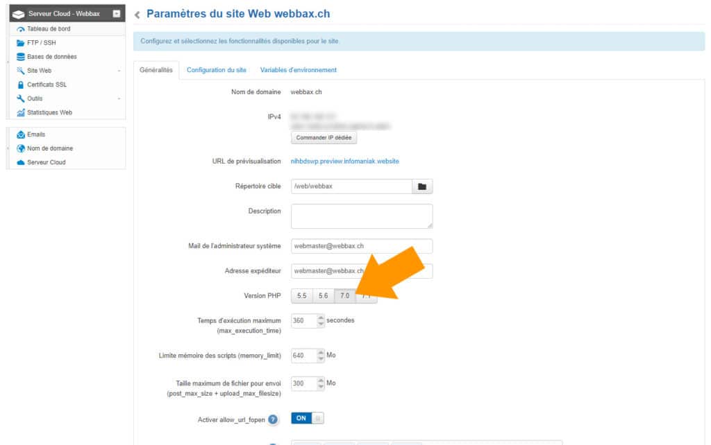 PHP 7 chez Infomaniak