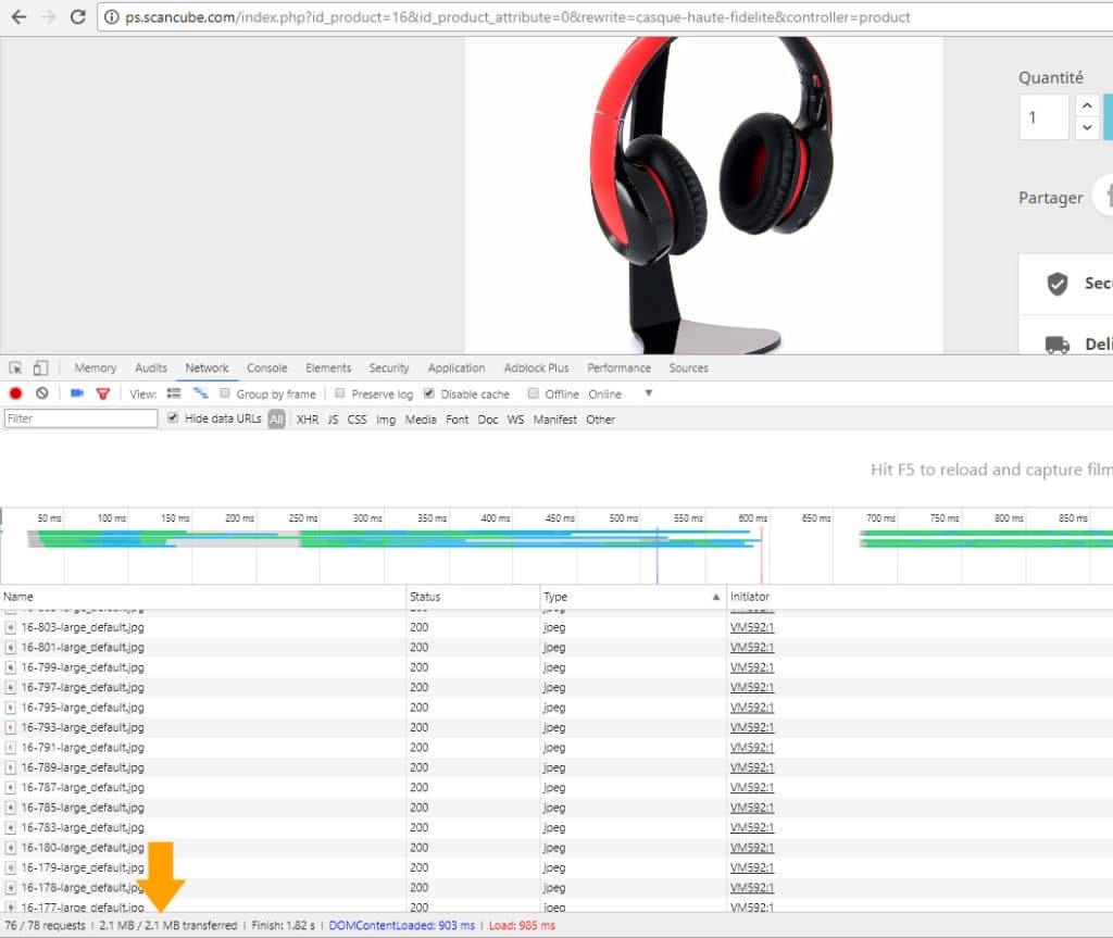 Poids de la fiche produit Prestashop