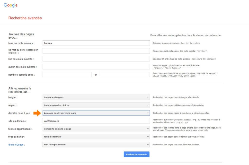 Google : recherche avancée