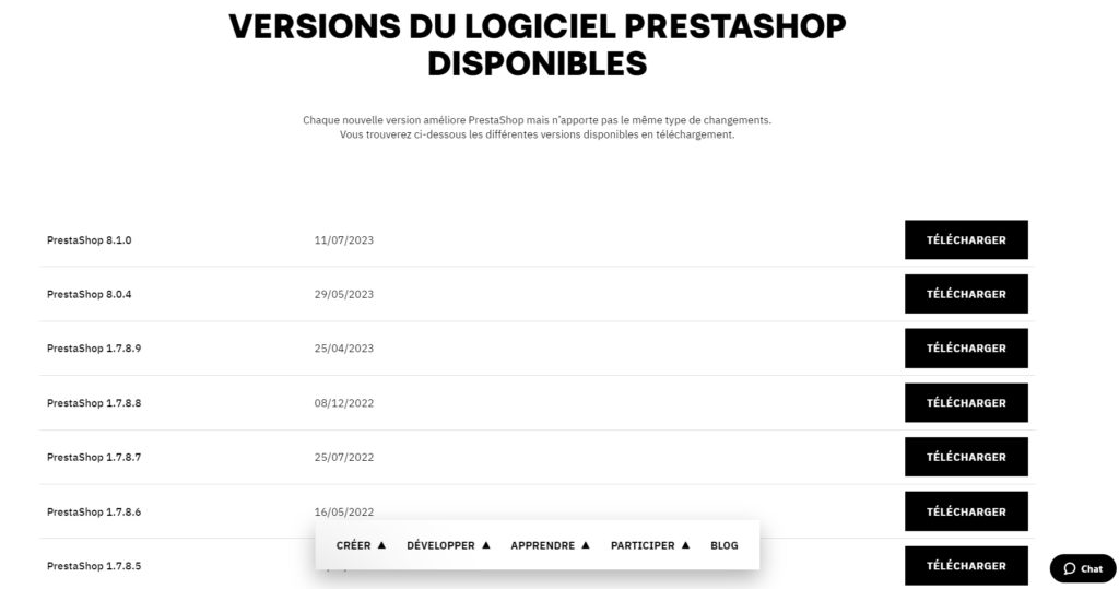 Mise à jour PrestaShop