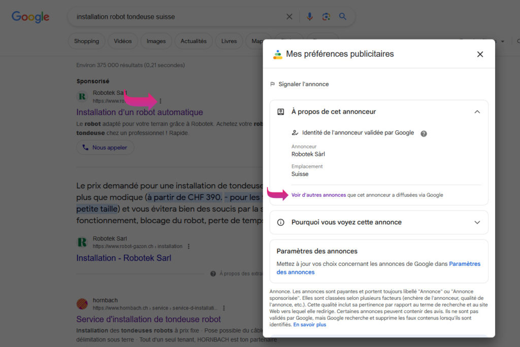 Annonces Google Ads : concurrence
